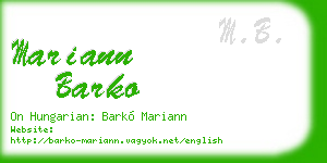 mariann barko business card