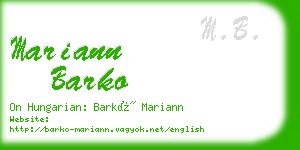 mariann barko business card